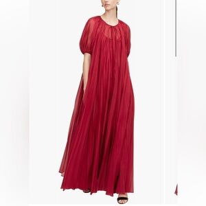 EUC Rebecca Taylor Red Sunburst pleated Maxi Dress